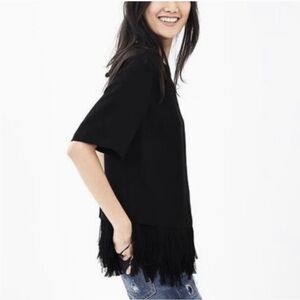 NWT Women’s Banana Republic Chiffon Fringe Black Shirt Small